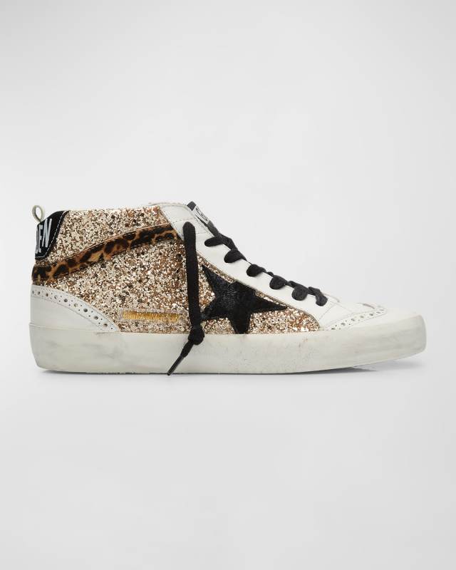 Mid Star Glitter Wing-Tip Sneakers